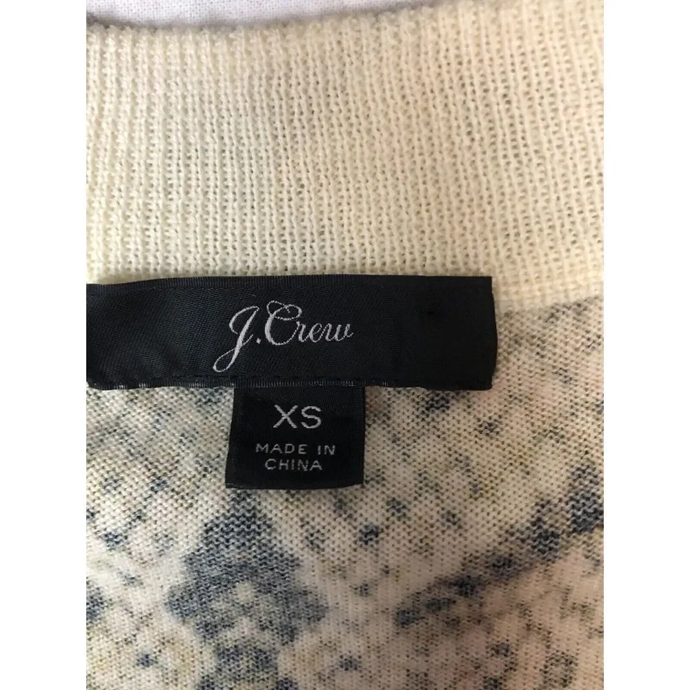 J.Crew Tippi Tan Black‎ Snake Print Merino Wool Knit Sweater Size XS New